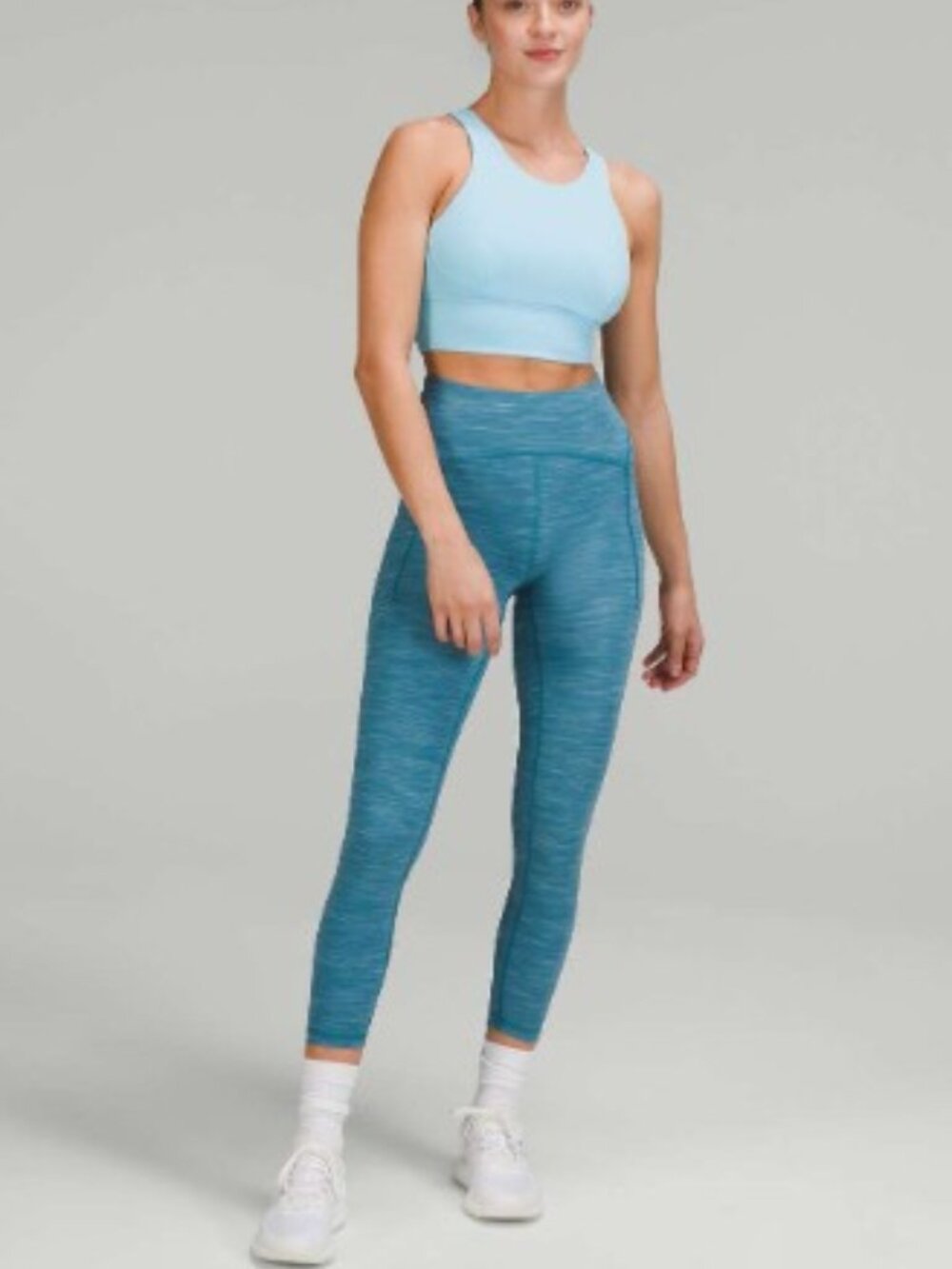 LULULEMON ATHLETICA Power Thru High Rise Tight Heathered Capture Blue Size 6